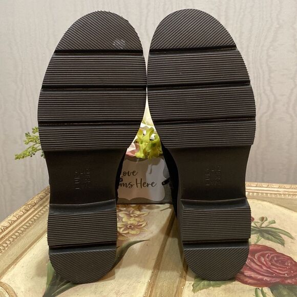 Naturalizer Dara Suede Canvas Lug Sole Ankle Combat Boots Black Sz 9W - Picture 9 of 14